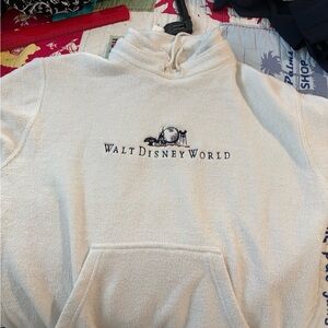 Disney Ivory Hoodie with Black & Red Embroidered Park Logo